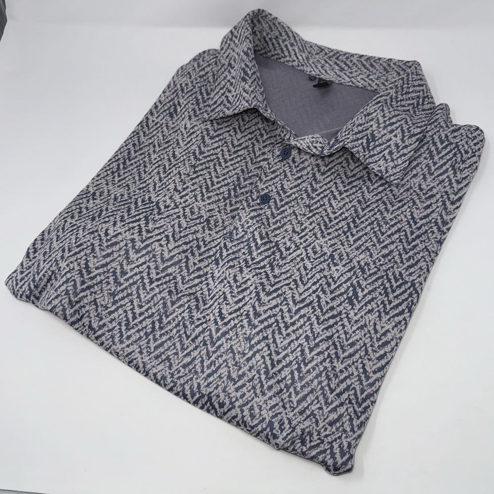 Adidas 2XLT Mens Polo Shirt Knit Geometric Stretch Performance